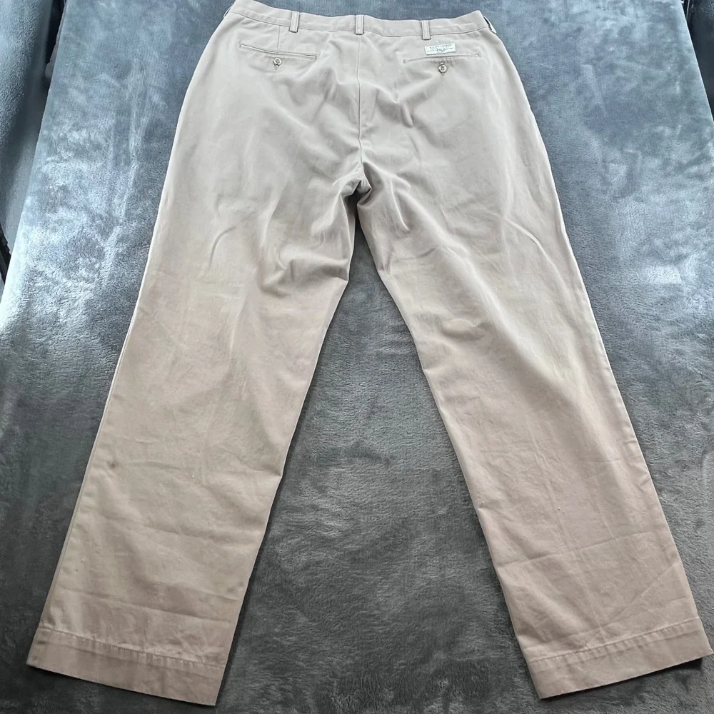 Polo Ralph Lauren Andrew Pant Mens 38x31 Khaki Tan Pleated Cotton Chino Trousers